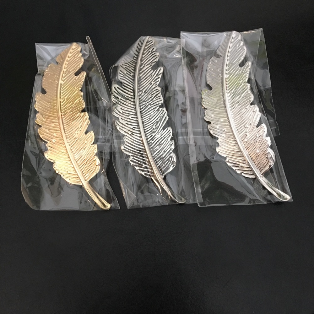 1 LEFT! Silver Feather Hair Pin Clip Barrette - Picture 2 of 2